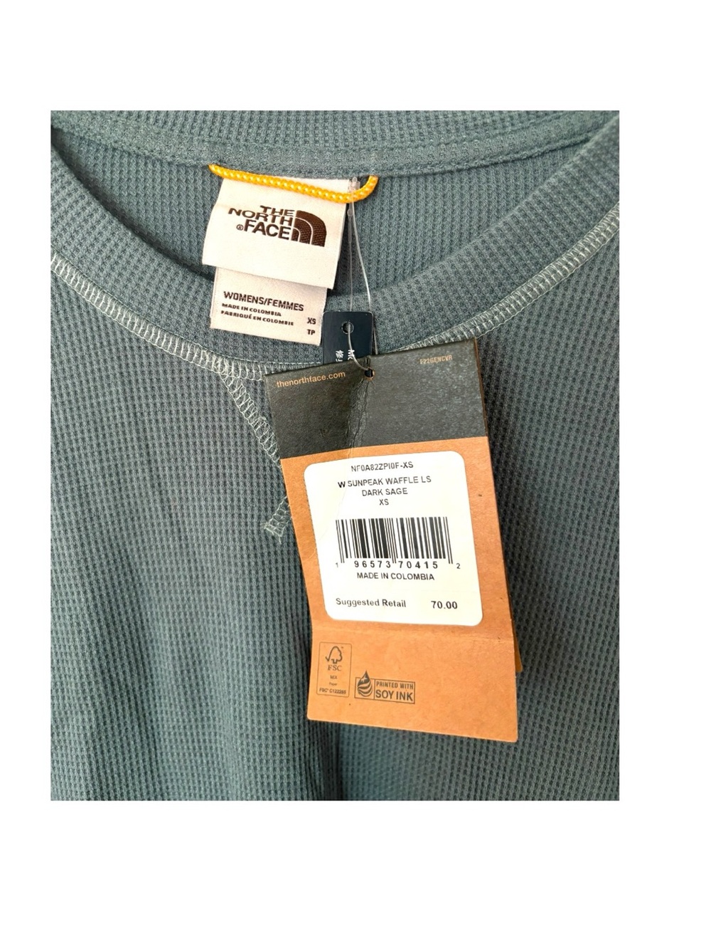 North Face Sunpeak Longsleeve Waffle Top - Picture 3 of 4